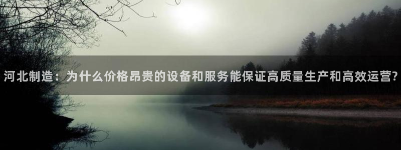 门徒娱乐代理待遇如何：河北制造：为什么价格昂贵的设备和服务能