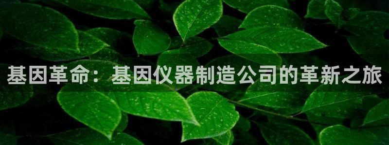 门徒娱乐手机登录版下载：基因革命：基因仪器制造公司的革新之旅